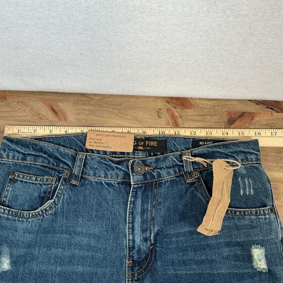 Ring of Fire Boys Relaxed Med Wash Distressed Blaze Jeans Size 20 NWT - Picture 14 of 15